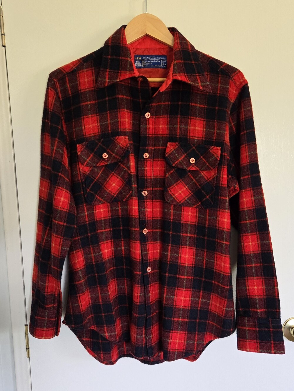 Vintage JCPenny Red and Black Plaid Flannel Shirt - Classic Men's Button-Up L